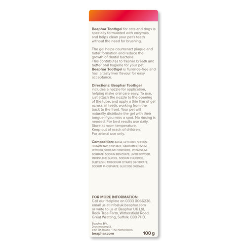 Beaphar No-Brush Toothgel with Enzymes for Cats & Dogs, 100g